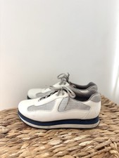 PRADA America's Cup Platform Patent Leather White Trainers Lace Shoes Size 7