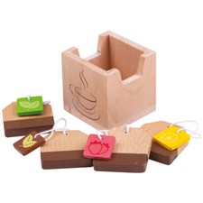 Bigjigs Toys Wooden Pretend Play Tea Bags - Roleplay Food Kitchen Accessories
