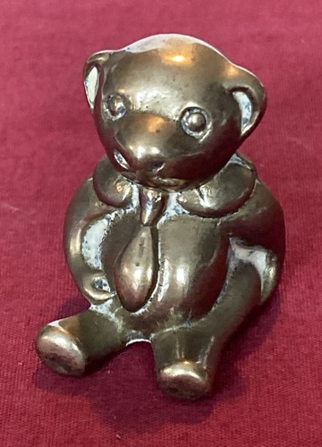 Vintage small brass teddy bear - brass,
