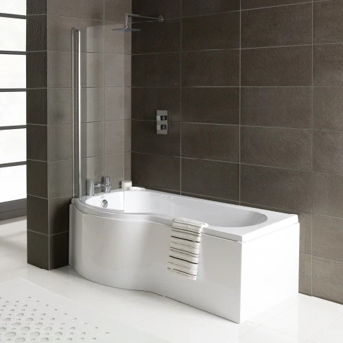 1600mm shaped shower bath - 1600mm,