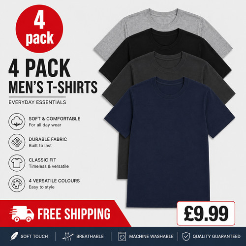 Mens plain shirt pack - mens, t-shirt