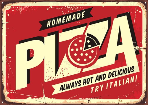 Pizza retro metal sign - metal,