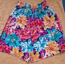 VTG Precis Petite Culottes Floral High Waist Wide Leg Elastic Waist Small 1990s