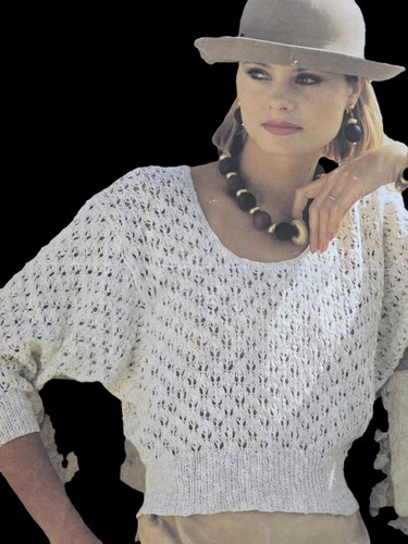 1980s batwing mesh lace - lace, crop