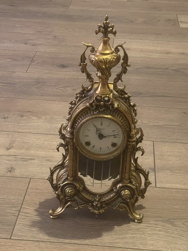 Brass mantle clock antique - clock,,
