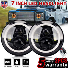 Universal 7" Off-Road Car Motorcycle Black Headlight LED Front Light Headlamp UK