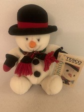 Tesco Chilly Snowman Soft Plush Toy 7” & Tags Vintage 