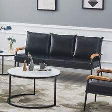 Modern 3-Seater Faux Leather Sofa Armchair Black/Cream/Brown Couches Living Room