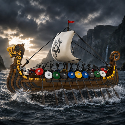 Moc viking longship building - longship,
