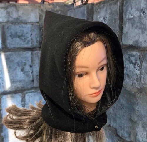 Black hood satin lining goth - satin,