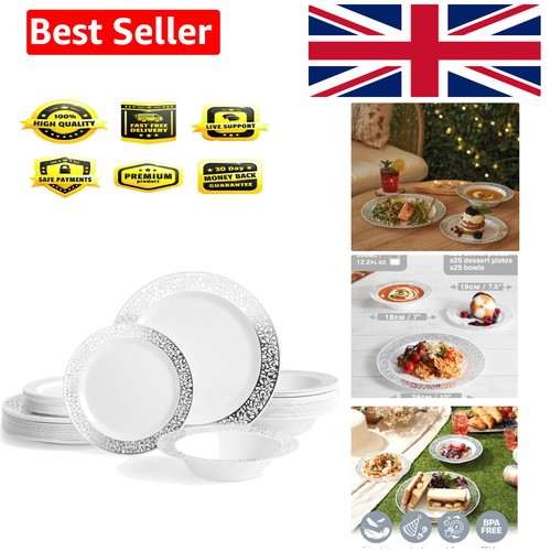 Pcs white plastic tableware - white,