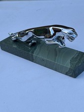 Jaguar Chrome Leaping Cat Emblem  20cm Paper Weight mounted on a Marble base
