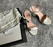 Gucci Marmont Ivory Leather Heels sandals Women’s size EU 37.5 UK 4.5