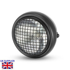 Motorcycle 6.5" Headlight Retro Project Cafe Racer Scrambler Black Mesh Grill