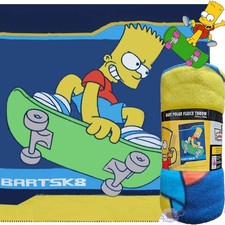 The Simpsons Bart Simpson SK8 Fleece Blanket 127x152cm Polar Throw Rug