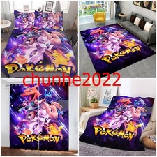 Pokemon Pikachu Duvet Cover Bedding Set Blackout Curtain Carpet Rug Blanket Gift