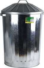 90L Galvanised Metal Dustbin Bin Heavy Duty Rubbish Waste Animal Feed Store