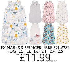 Baby Sleeping Bag Ex M&S 0/6 6/18 18/36M Wearable Blanket Cotton Sleepsacks NEW