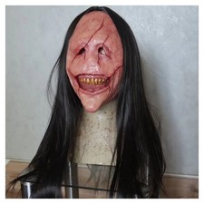 Horror Face Masks Halloween Props Scary Halloween Mask Latex Headgear Wig