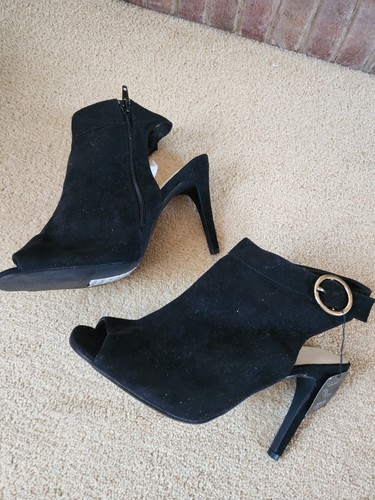 Black peep toe ankle - black,