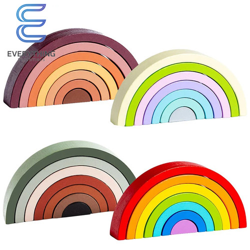 Wooden rainbow stacking blocks - wooden,