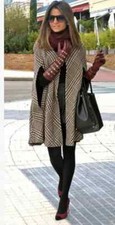 ZARA Check Plaid Tartan Classic Wool Cape Coat Poncho M ASO Celebrity Royal PoW