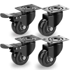 50mm Swivel Castor Wheels 4 X Heavy Duty 200kg Trolley Furniture Casters PU
