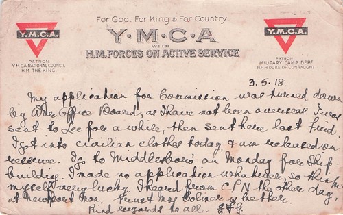 Ww1 active service postcard - service,