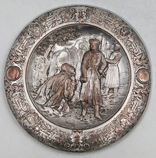 ELKINGTON STYLE ELECTROTYPE SILVER PLATE CRUSADERS KING DISH c1850's