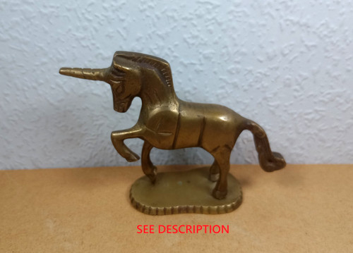 Vintage brass unicorn - brass, 3.5"