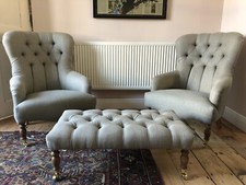 Pair Of Bampton Chairs In Laura Ashley Dalton French Grey