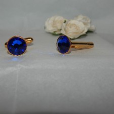 G/P Cufflinks & 10mm Sapphire Blue Resin Stones.Wedding-Accessories-Formal Wear