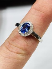 TJC silver,tanzanite and diamonds or zircons ring UK size L never worn