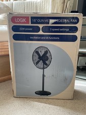 Logik 16” Gun Metal Pedestal Fan slightly used