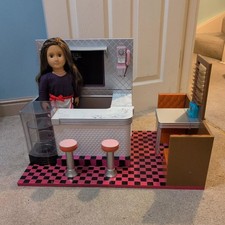 Our Generation Retro Diner with Doll and Food Accessories *WORKING*