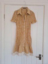 Zara Mustard And Cream Shirred