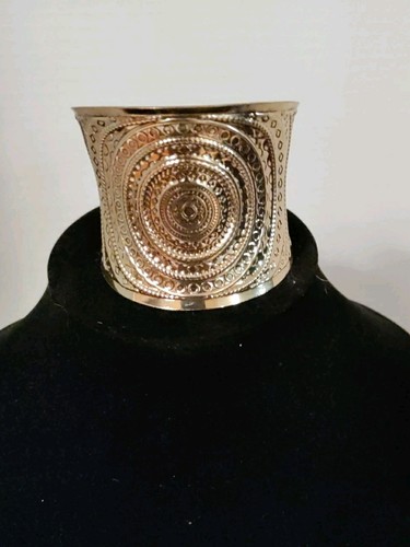 Goldtone egyptian scroll cuff - egyptian,