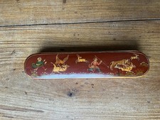 Indian Hand-painted  Rajasthani Wooden Pencil Box , 11” x 2 1/2”
