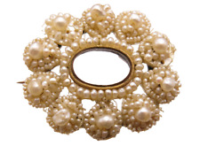 Antique circa 1830 Georgian Woven Natural Pearl Brooch Locket 15ct Gold