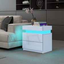 Nightstand White RGB Cabinet