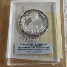 GEOFFREY CHAUCER 44mm BCS .999 FINE SILVER PROOF MEDAL - boxed