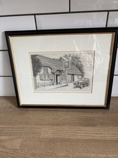 Vintage Framed Etching Cat &