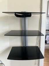 Wall Mounted Black Tempered Glass Floating Shelf for DVD Console DVR