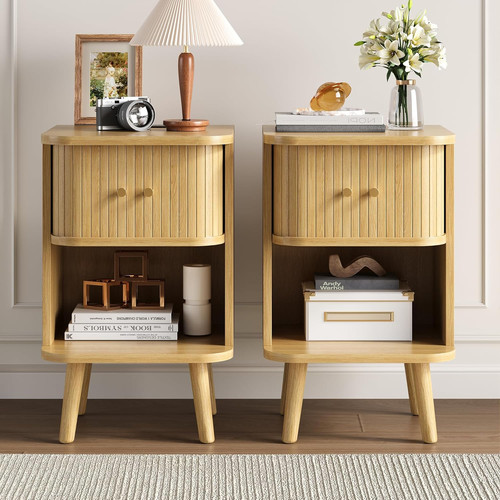 Fluted nightstand set 2 - set,