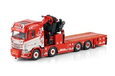 WSI MODELS 01-4444 1/50 SCANIA R CR20N 8x4 Flatbed TRUCK w/ FASSI 1100 + Jib