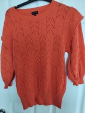 B162 Ladies Jumper Dark Peach Size 14 Kaleidoscope Short Sleeve NewNo Tag Cotton