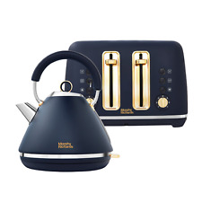 Morphy Richards 1.5L Kettle and 4 Slice Toaster Gold Navy Breakfast set Accents