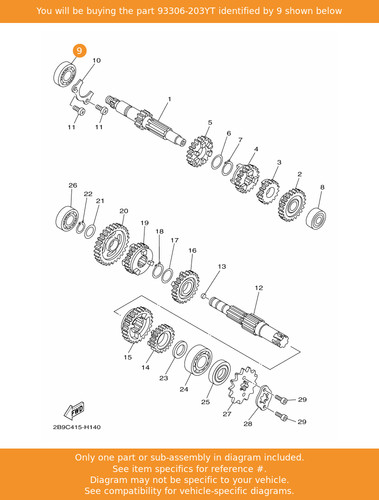 Yamaha bearing 93306 203yt - bearing,, 93306-203yt
