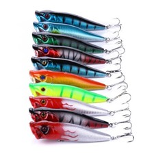 5Pcs Fishing Popper Surface Lures Hook Pike Perch Trout Baits 9cm 12g