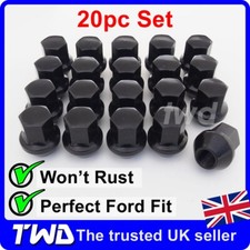 20x BLACK ALLOY WHEEL NUTS - FORD FOCUS MK1 MK2 MK3 MK4 ST RS M12x1.5 19MM BOLT